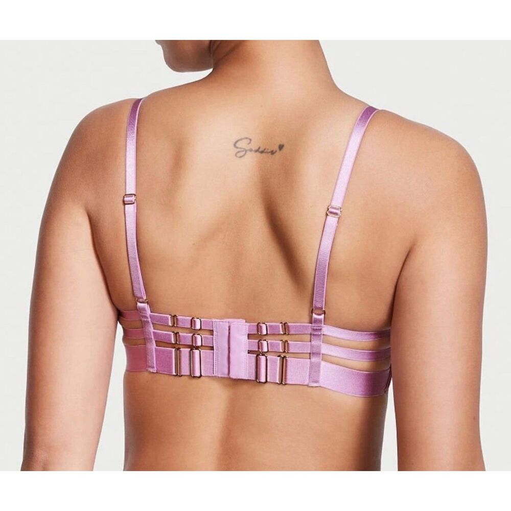 NWT Victoria Secret Sexy Strappy Caged Open Cup Demi Bra in Lilac size 34DD - Picture 4 of 10